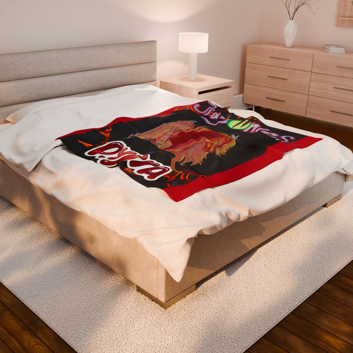 Pyra Fire Elemental Dragonies Plush Blanket, Cozy Throw for Kids, Gift for Dragon Lovers, Soft Bedroom Decor, Pyrrha Dragon Illustration