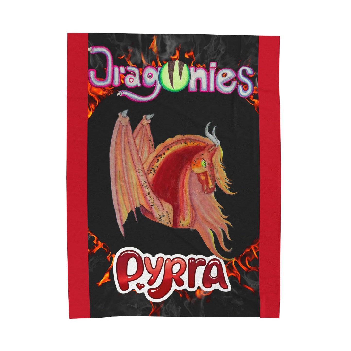 Pyra Fire Elemental Dragonies Plush Blanket, Cozy Throw for Kids, Gift for Dragon Lovers, Soft Bedroom Decor, Pyrrha Dragon Illustration