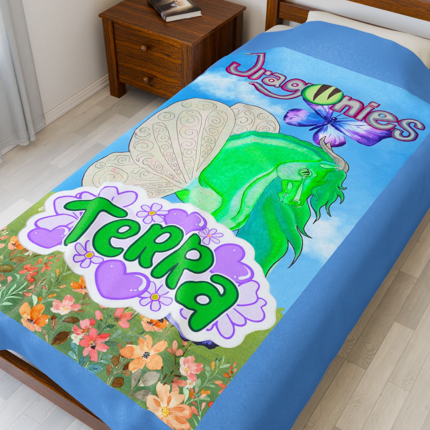 Terra Water Elemental Dragonies Plush Blanket | Cozy Fairy-Tale Throw | Perfect for Kids, Gifts, Home Decor, Birthdays, or Unicorn Lovers