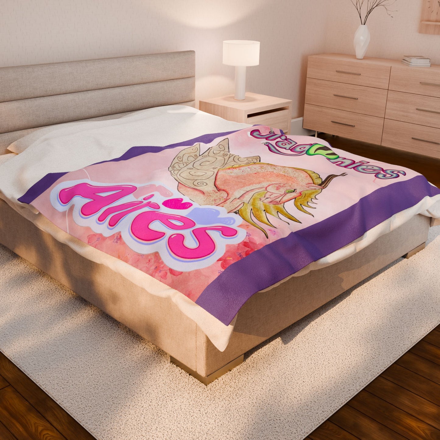 Airess Air Elemental Dragonies Plush Blanket, Cozy Throw for Kids, Magical Gift, Nursery Décor, Soft Plush Blanket for All Seasons, Fantasy Home Decor