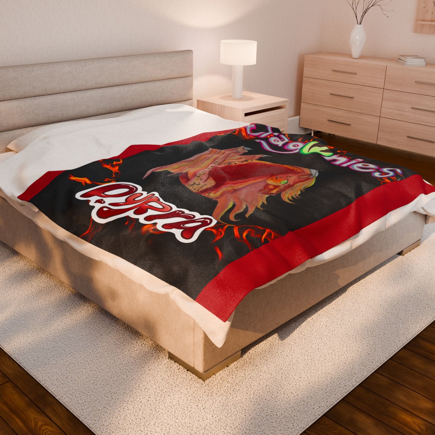 Pyra Fire Elemental Dragonies Plush Blanket, Cozy Throw for Kids, Gift for Dragon Lovers, Soft Bedroom Decor, Pyrrha Dragon Illustration