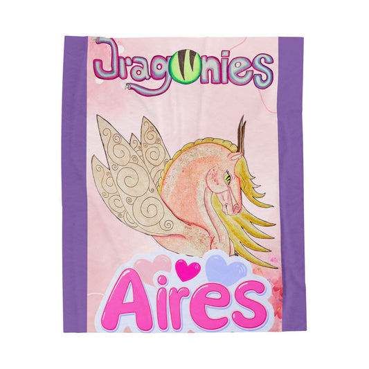 Airess Air Elemental Dragonies Plush Blanket, Cozy Throw for Kids, Magical Gift, Nursery Décor, Soft Plush Blanket for All Seasons, Fantasy Home Decor