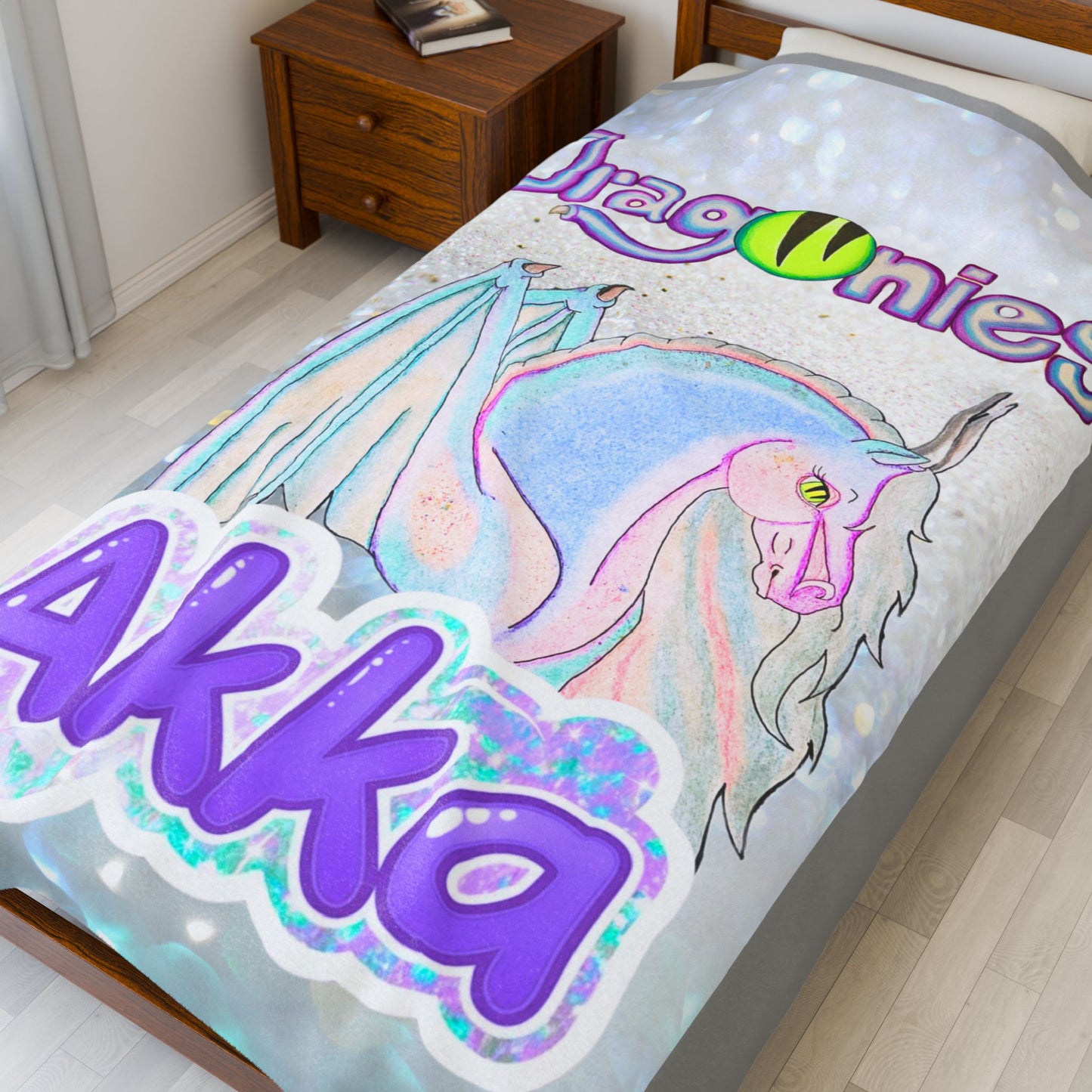 Akka Spirit Dragonies Velveteen Plush Blanket, Cozy Gift for Kids, Soft Throw for Home Decor, Perfect for Birthdays and Festivities, Snuggle Up in