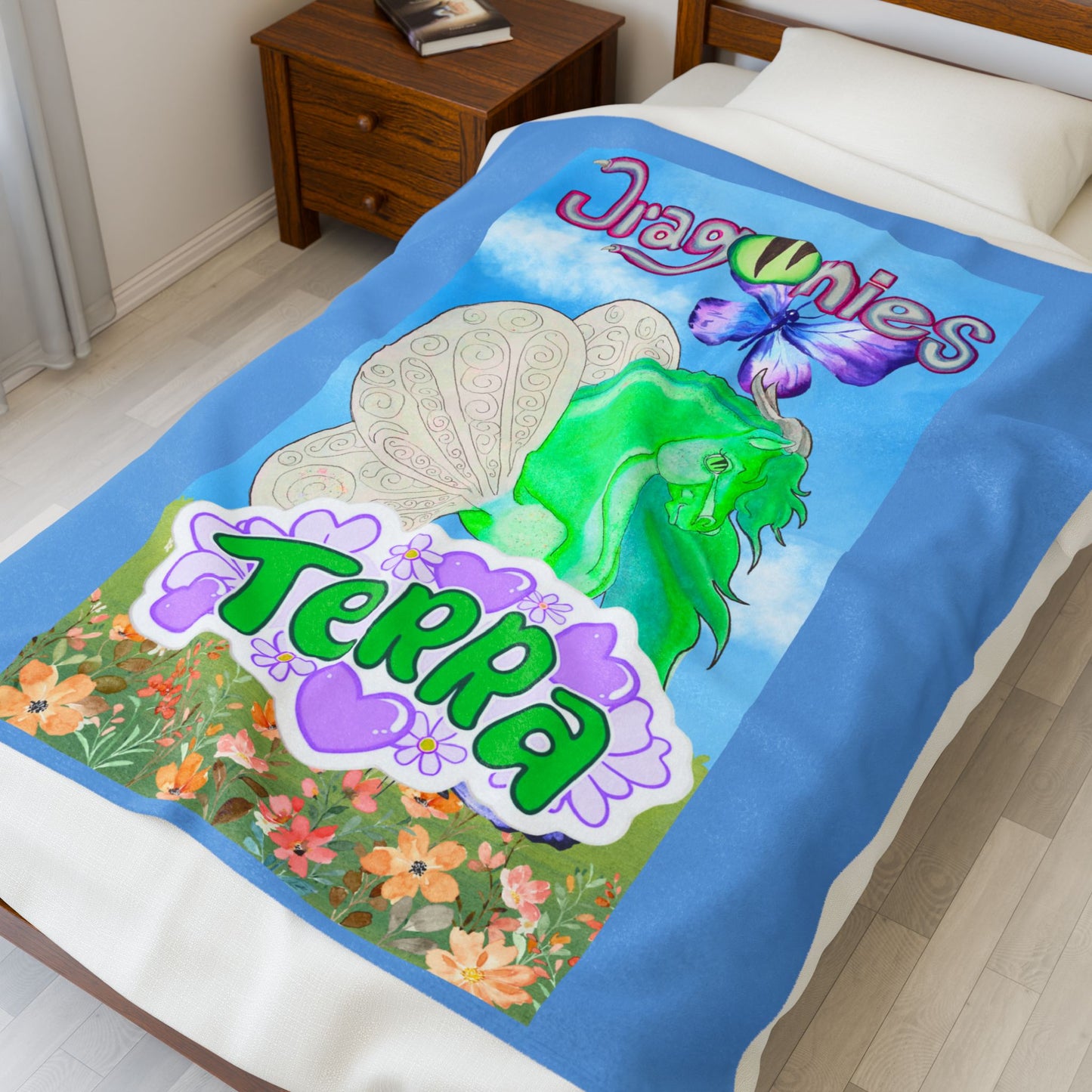 Terra Water Elemental Dragonies Plush Blanket | Cozy Fairy-Tale Throw | Perfect for Kids, Gifts, Home Decor, Birthdays, or Unicorn Lovers