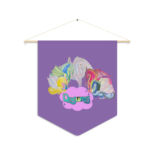Dragonies Pennant Wall Decor, Fantasy Wall Hanging, Kids Room Art, Playroom Decor, Birthday Gift, Whimsical Banner