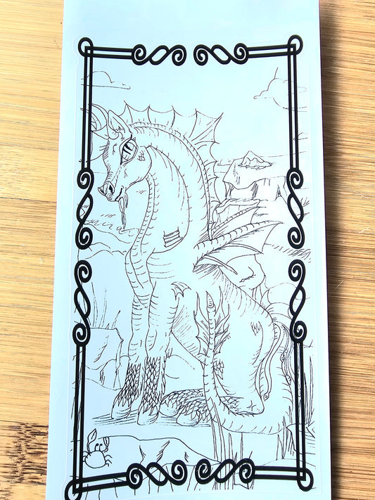 Recolorable Sticker Water Dragonies Bundle 5x7 "Aqua" and "Marina"