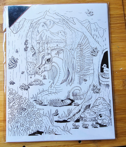 Color Me Dragonies Full Sheet Sticker 8"x11" 6 Pack