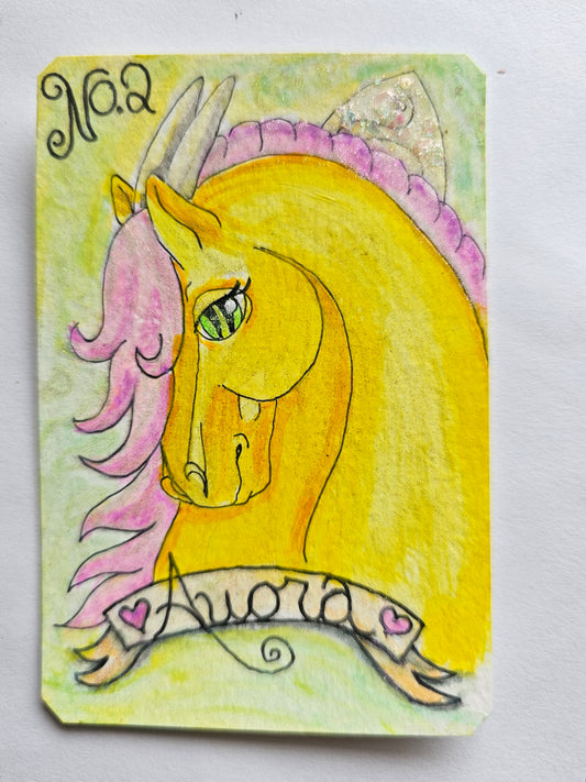 No. 2 "Auora, Golden Calm" ACEO 3x4 inch Collectors card original art card