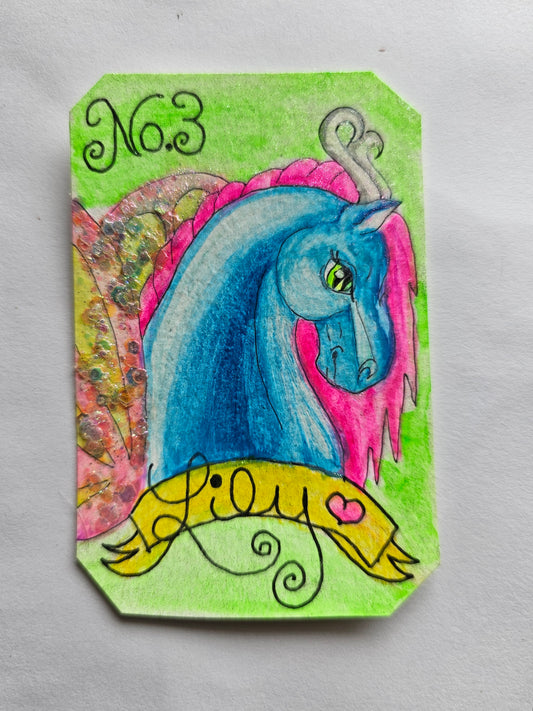 No. 3 "Lily" Dragonies ACEO Collector card 3x4 original art