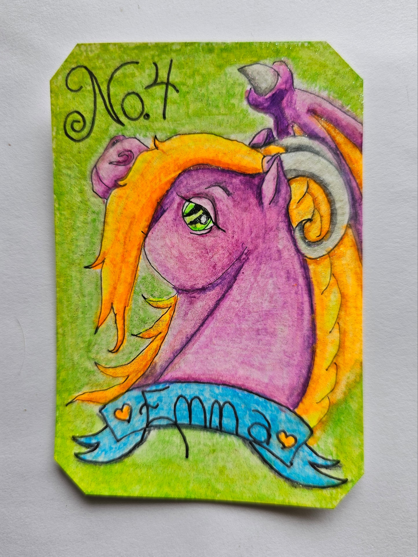 No. 4 EMMA Dragonies 3x4 ACEO Collector Card original hand painted