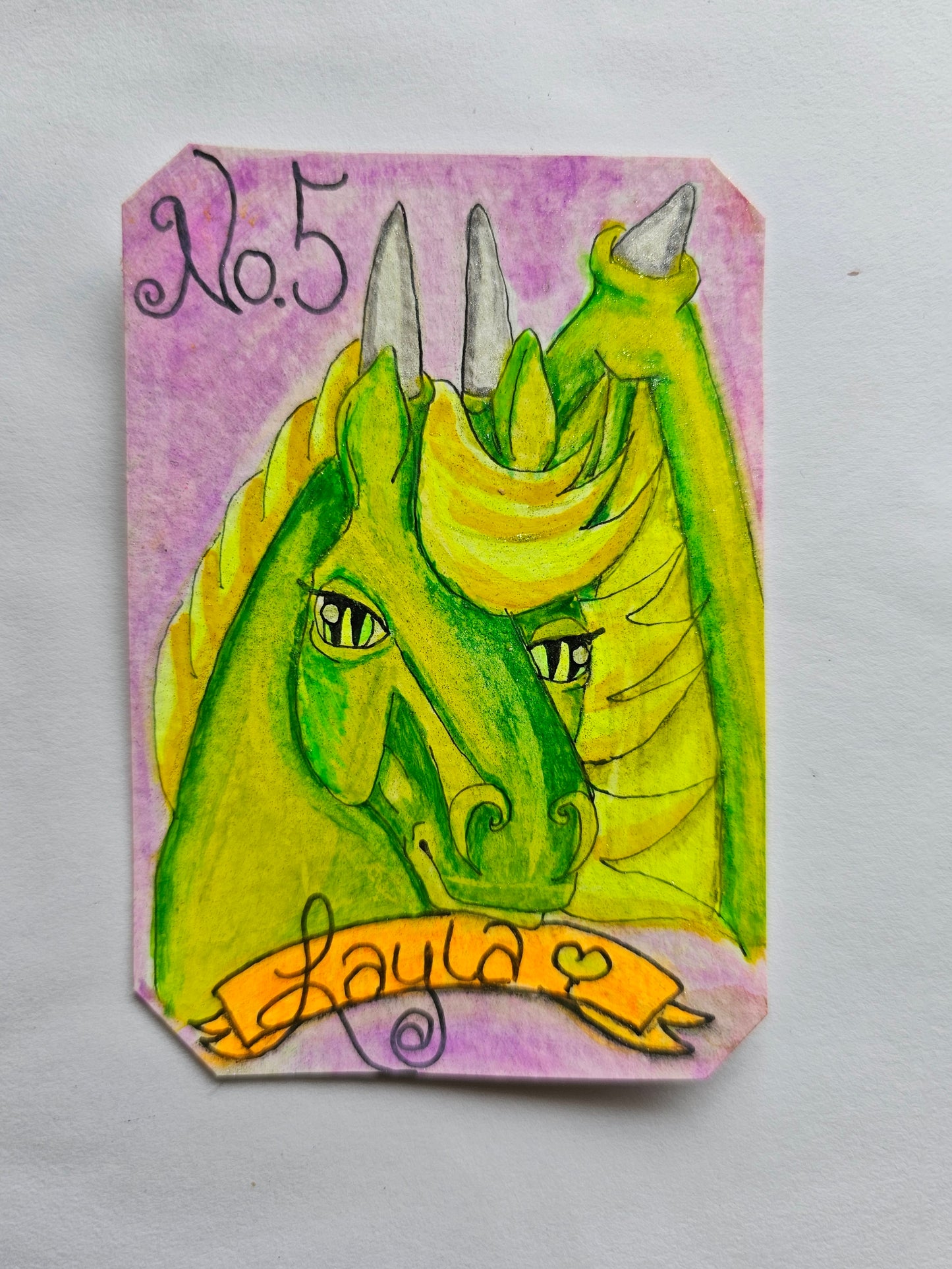 No. 5 LAYLA Dragonies 3x4 ACEO Original Collectors card