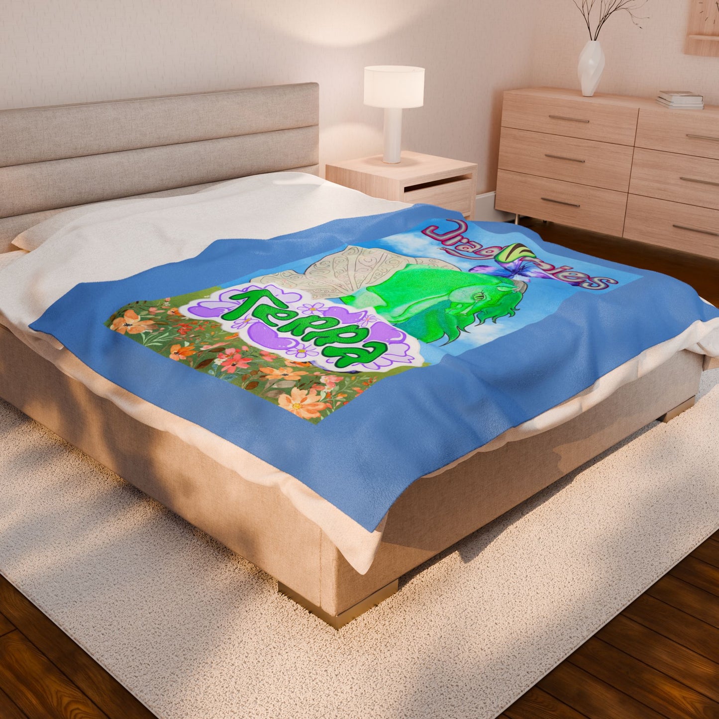 Terra Water Elemental Dragonies Plush Blanket | Cozy Fairy-Tale Throw | Perfect for Kids, Gifts, Home Decor, Birthdays, or Unicorn Lovers
