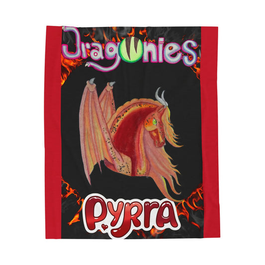 Pyra Fire Elemental Dragonies Plush Blanket, Cozy Throw for Kids, Gift for Dragon Lovers, Soft Bedroom Decor, Pyrrha Dragon Illustration